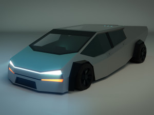 low poly sci-fi car 02 3D Model