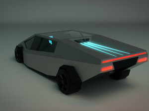 low poly sci-fi car 02 3D Model