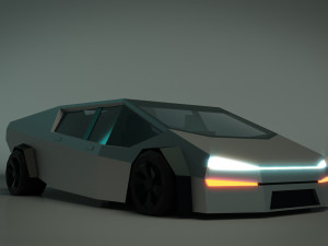 low poly sci-fi car 02 3D Model