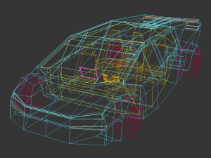 low poly sci-fi car 02 3D Model