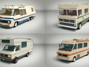 low poly motorhome pack 3D Модель