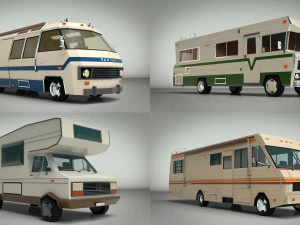 pacchetto camper low poly Modello 3D