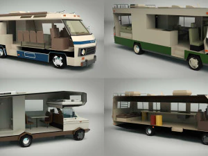 pacchetto camper low poly Modello 3D