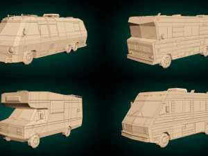 pacchetto camper low poly Modello 3D