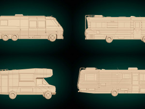 low poly motorhome pack 3D Модель