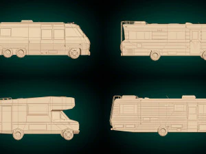 pacchetto camper low poly Modello 3D