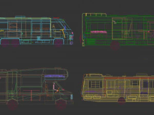 pacchetto camper low poly Modello 3D