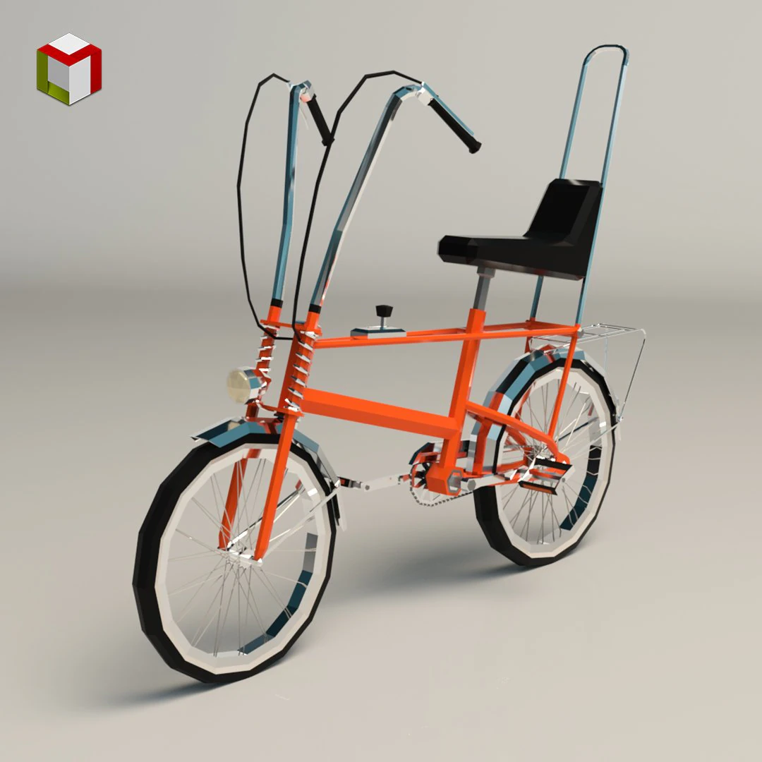 low poly chopper bike 3D Model .c4d .max .obj .3ds .fbx .stl .blend
