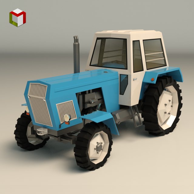 low poly tractor 02 3D Модель .c4d .max .obj .3ds .fbx .stl .blend 