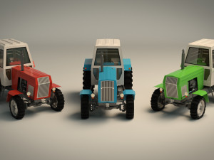 low poly tractor 02 3D Модель