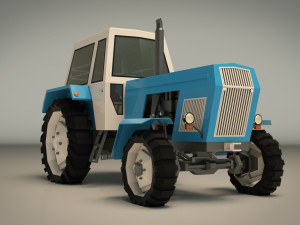 low poly tractor 02 3D Модель