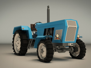 low poly tractor 02 3D Модель