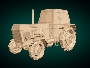 low poly tractor 02 3D Модель