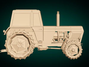 tracteur low poly 02 Modèle 3D