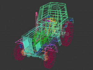 tracteur low poly 02 Modèle 3D