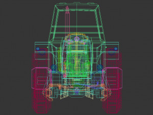 low poly tractor 02 3D Модель