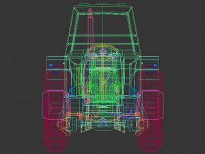 tracteur low poly 02 Modèle 3D