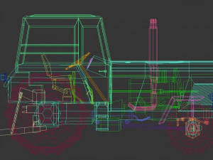 tracteur low poly 02 Modèle 3D