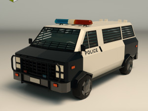 low poly police van 04 3D-Modell