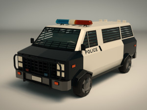 low poly police van 04 Model 3D