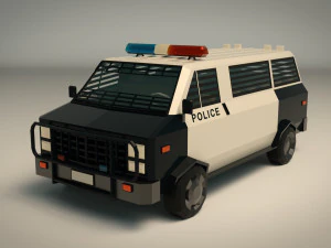 low poly police van 04 3D Model