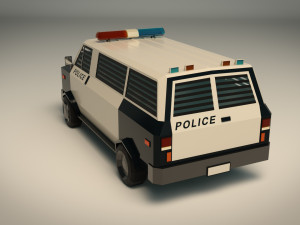 low poly police van 04 Model 3D