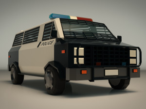 low poly police van 04 Model 3D