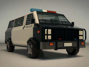 low poly police van 04 3D Model