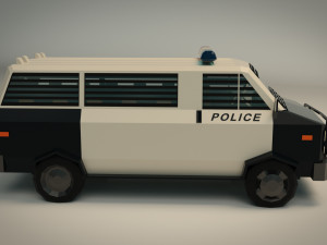 low poly police van 04 Model 3D