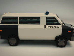 low poly police van 04 3D Model