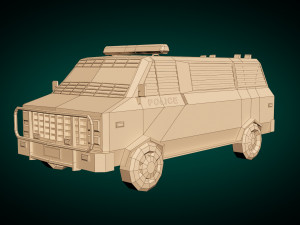 low poly police van 04 Model 3D