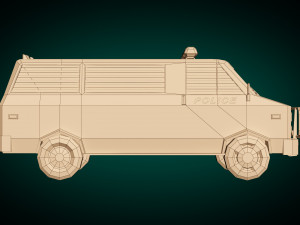 low poly police van 04 Model 3D