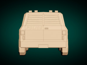 low poly police van 04 Model 3D