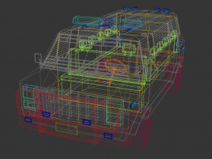low poly police van 04 Model 3D