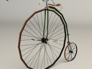 low poly antique bike 3D Model