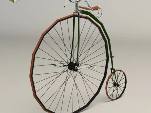 bicicletta antica low poly Modello 3D