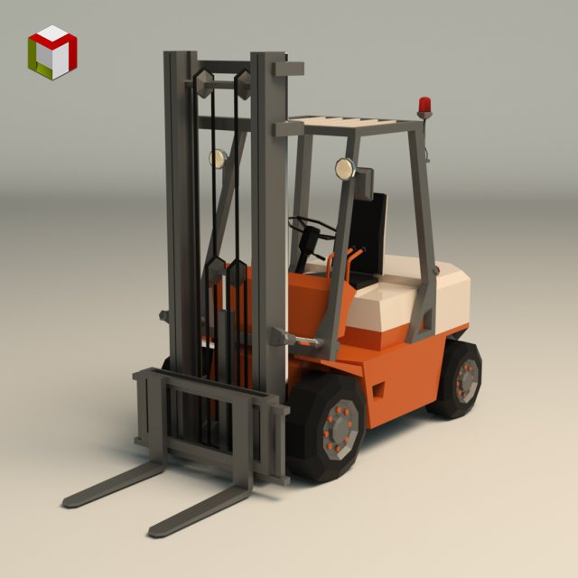 low poly forklift 01 3D Model .c4d .max .obj .3ds .fbx .stl .blend 