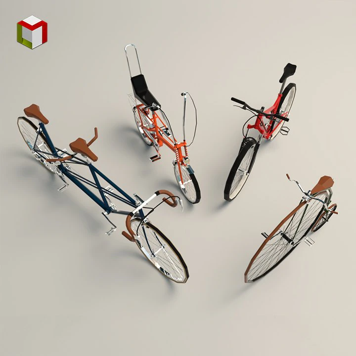 low poly bike pack 02 3D Model .c4d .max .obj .3ds .fbx .stl .blend 
