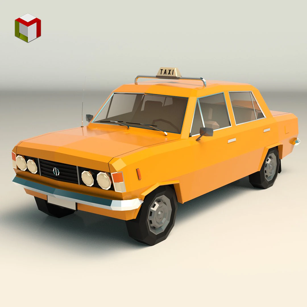low poly taxi cab 04 3D Model .c4d .max .obj .3ds .fbx .stl .blend 