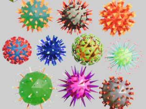 pakiet wirus&oacute;w Low Poly 01 Model 3D