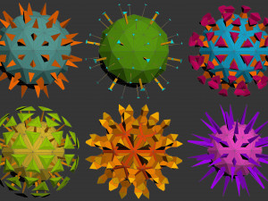 low poly virus pack 01 Modèle 3D
