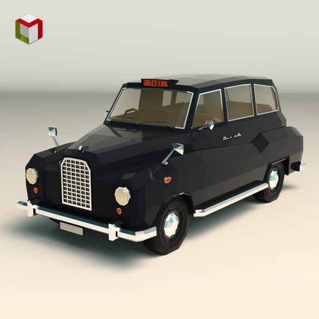 low poly taxi cab 03 3D Model .c4d .max .obj .3ds .fbx .stl .blend 