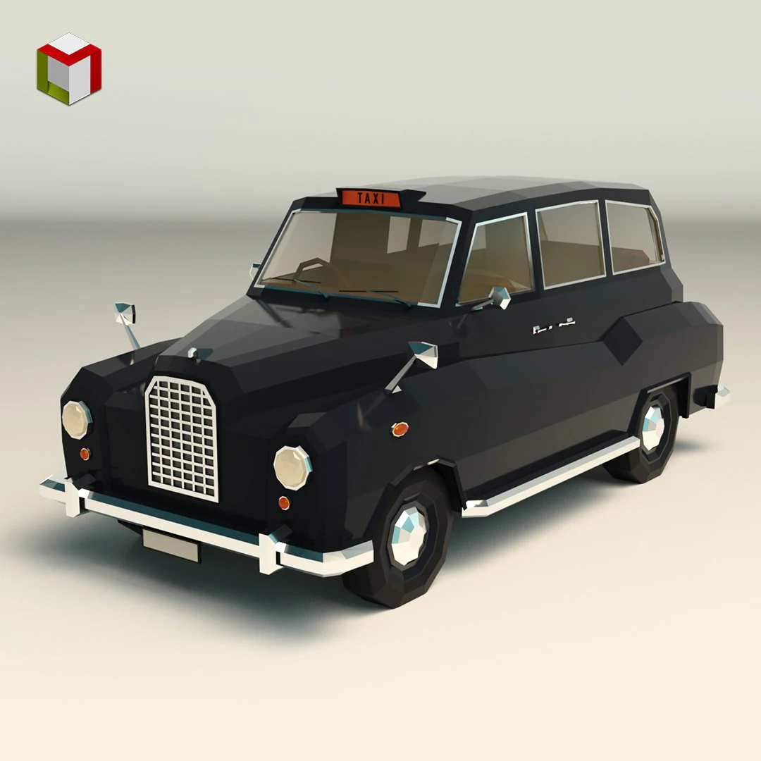 low poly taxi cab 03 3D Model .c4d .max .obj .3ds .fbx .stl .blend 