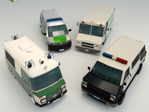 low poly police van pack 3D-Modell
