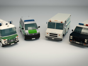 low poly police van pack 3D Model