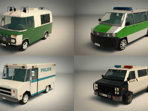 low poly police van pack 3D Model