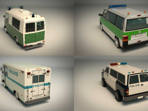 low poly police van pack 3D Model