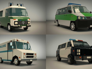 low poly police van pack 3D Model