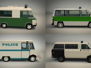 low poly police van pack 3D Model