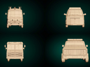 low poly police van pack 3D Model